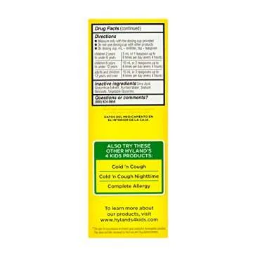 Hyland's Cold Medicine for Kids Ages 2 and up, Cold 'n Mucus Relief Liquid, Natural Relief of Mucus and Congestion, Runny Nose, Cough, 4 Ounces