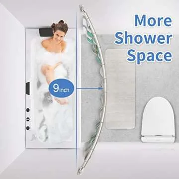 TENOVEL Curved Shower Curtain Rod, Round 42-73 Inches Shower Rods for Bathroom Adjustable, Rounded Bowed Stainless Steel Shower Rods Customized for Bathtub, Stall, Brushed Nickel, Need to Drill