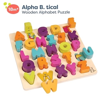 Explore B. toys- Alpha B. Tical Wooden Alphabet Puzzle for Toddlers