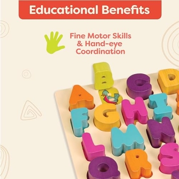 Explore B. toys- Alpha B. Tical Wooden Alphabet Puzzle for Toddlers