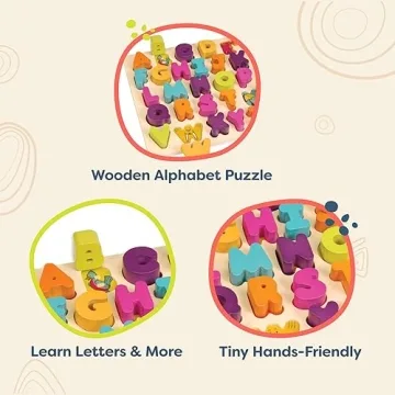 Explore B. toys- Alpha B. Tical Wooden Alphabet Puzzle for Toddlers