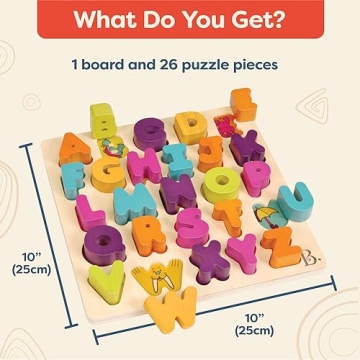 Explore B. toys- Alpha B. Tical Wooden Alphabet Puzzle for Toddlers