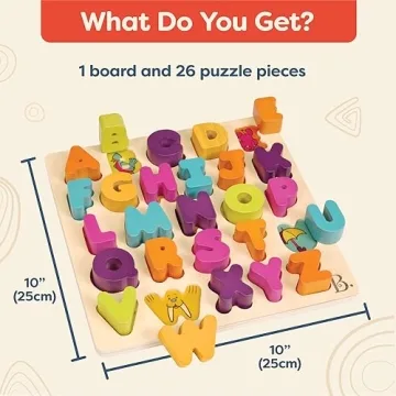 Explore B. toys- Alpha B. Tical Wooden Alphabet Puzzle for Toddlers