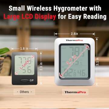 ThermoPro TP60 Digital Hygrometer Indoor Outdoor Thermometer Wireless Temperature and Humidity Gauge...