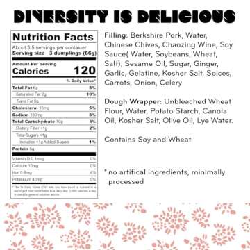 Laoban Dumplings︱Pork Soup Frozen Dumplings︱Berkshire Pork, Chives, Soy Sauce, Garlic, Carrots, Celery, Onion︱Made from Scratch with Best Ingredients︱Frozen Meals for Everyday, Dinner in Minutes | No Artificial Ingredients or Preservatives (8oz)