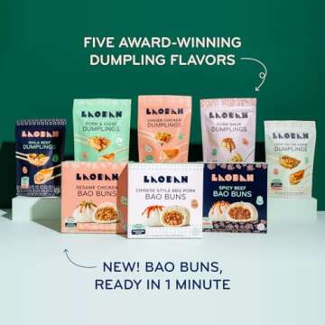 Laoban Dumplings︱Pork Soup Frozen Dumplings︱Berkshire Pork, Chives, Soy Sauce, Garlic, Carrots, Celery, Onion︱Made from Scratch with Best Ingredients︱Frozen Meals for Everyday, Dinner in Minutes | No Artificial Ingredients or Preservatives (8oz)