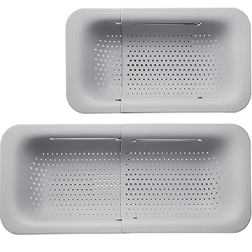 Collapsible Sink Colander Strainer Basket，Extendable Strainer Saver Portable Drainer Over Sink - W...