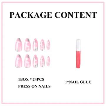 MERVF Medium Press on Nails Pink Stiletto Glitter Design