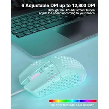 SOLAKAKA SM900 Green Wired Gaming Mouse with Honeycomb Shell,12800 DPI,7 Programmable Buttons,Lightweight Gaming Mice Ergonomic Computer Mouse Gaming for Windows/PC/Mac/Laptop Gamer