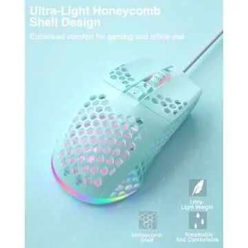 SOLAKAKA SM900 Green Wired Gaming Mouse with Honeycomb Shell,12800 DPI,7 Programmable Buttons,Lightweight Gaming Mice Ergonomic Computer Mouse Gaming for Windows/PC/Mac/Laptop Gamer