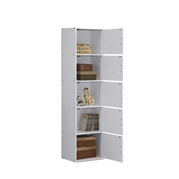 HODEDAH IMPORT Bookcase, White, 5 Door