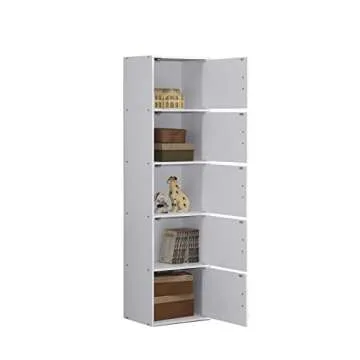 HODEDAH IMPORT Bookcase, White, 5 Door