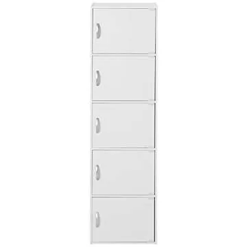HODEDAH IMPORT Bookcase, White, 5 Door