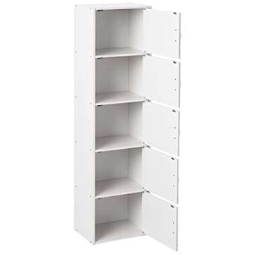 HODEDAH IMPORT Bookcase, White, 5 Door