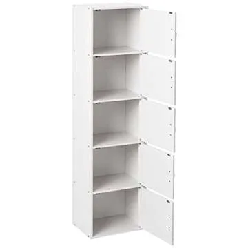 HODEDAH IMPORT Bookcase, White, 5 Door