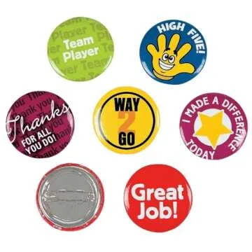 Fun Express Recognition Mini Buttons - 48 Pack of Novelty Pins