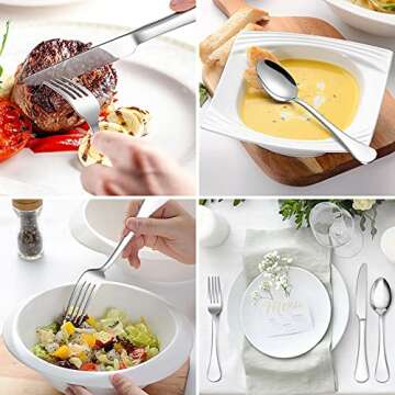 LIANYU 20-Piece 18/10 Flatware Set, Stainless Steel Fancy Silverware Cutlery Set for 4, Tableware Eating Utensils for Restaurant Wedding, Dishwasher Safe, Mirror Polished