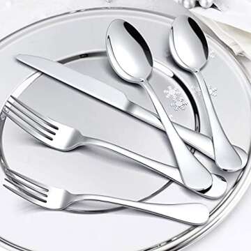LIANYU 20-Piece 18/10 Flatware Set, Stainless Steel Fancy Silverware Cutlery Set for 4, Tableware Eating Utensils for Restaurant Wedding, Dishwasher Safe, Mirror Polished