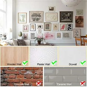 184 Pieces Picture Hanging Kit, 20lb, 30lb, and 50lb Picture Hangers, Metal Picture Hanging Hooks with Nails, on Drywall, Wooden Wall(Gold)