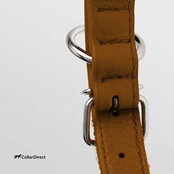 CollarDirect Rolled Leather Dog Collar, Soft Padded Round Puppy Collar, Handmade Genuine Leather Collar Dog Small Large Cat Collars 13 Colors (6 Inch, Cinnamon Textured)