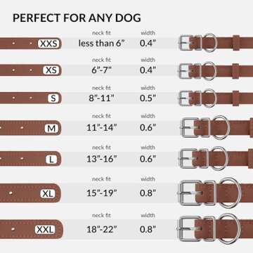 CollarDirect Rolled Leather Dog Collar, Soft Padded Round Puppy Collar, Handmade Genuine Leather Collar Dog Small Large Cat Collars 13 Colors (6 Inch, Cinnamon Textured)