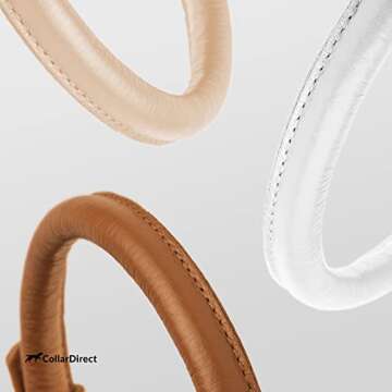 CollarDirect Rolled Leather Dog Collar, Soft Padded Round Puppy Collar, Handmade Genuine Leather Collar Dog Small Large Cat Collars 13 Colors (6 Inch, Cinnamon Textured)