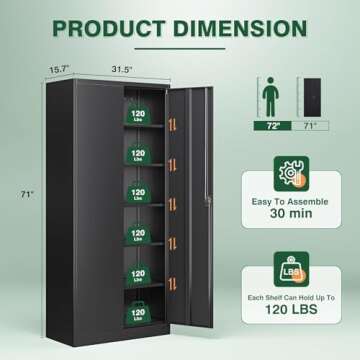 Letaya Durable Metal Garage Storage Cabinet with Lock