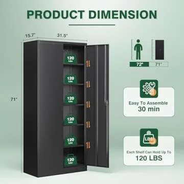 Letaya Durable Metal Garage Storage Cabinet with Lock