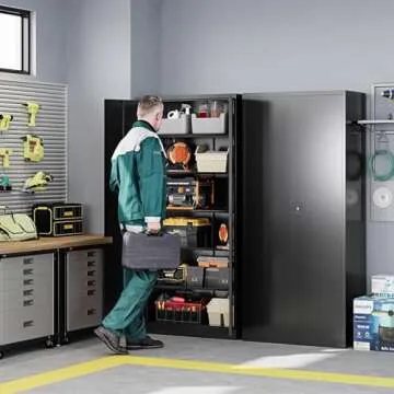 Letaya Durable Metal Garage Storage Cabinet with Lock