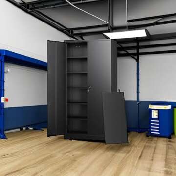 Letaya Durable Metal Garage Storage Cabinet with Lock