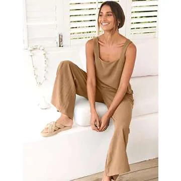 Trendy ANRABESS Women's Linen Pants Lounge Set