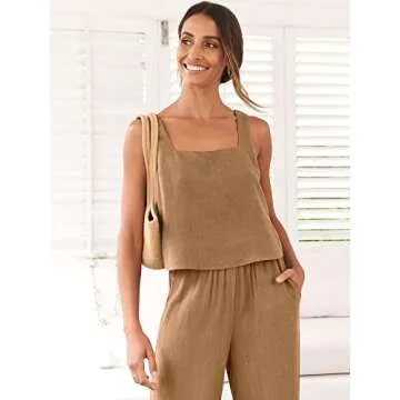 Trendy ANRABESS Women's Linen Pants Lounge Set