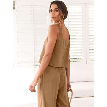 Trendy ANRABESS Women's Linen Pants Lounge Set