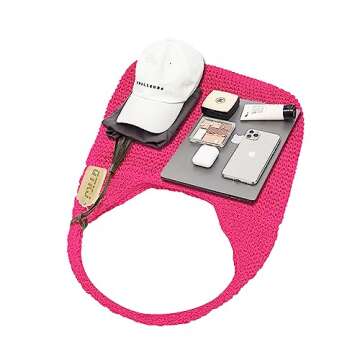 QTKJ Hand-woven Soft Large Straw Shoulder Bag Boho Straw Handle Tote Retro Summer Beach Bag Rattan Handbag (Pink)