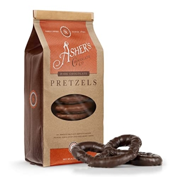 Asher's Chocolates Dark Chocolate Covered Pretzels - Gourmet Sweet and Salty Snacks (6.5oz)