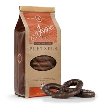 Asher's Chocolates Dark Chocolate Covered Pretzels - Gourmet Sweet and Salty Snacks (6.5oz)