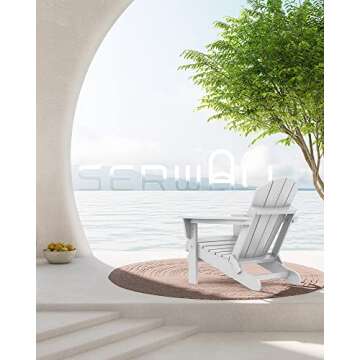 SERWALL Foldable Adirondack Chair Set of 2 for Patio Garden Outdoors Fire Pit-Space Grey