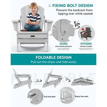 SERWALL Foldable Adirondack Chair Set of 2 Outdoors