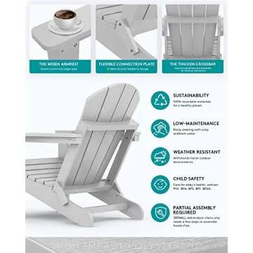 SERWALL Foldable Adirondack Chair Set of 2 Outdoors