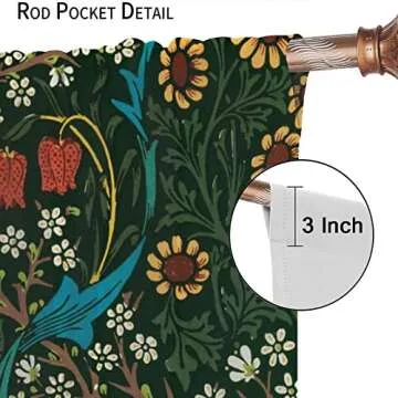 GoDazzling William Morris Floral Curtains Blackout Panels