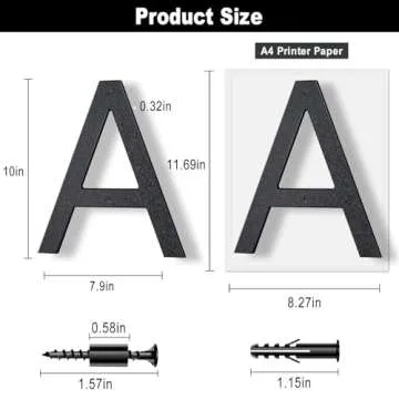 IVERRA 10 Inch Black House Numbers for Outside, Large Floating Home Address Numbers, Modern Exterior Plastic House Numbers for Door Wall Street Garage Gate