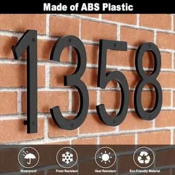 IVERRA 10 Inch Black House Numbers for Outside, Large Floating Home Address Numbers, Modern Exterior Plastic House Numbers for Door Wall Street Garage Gate