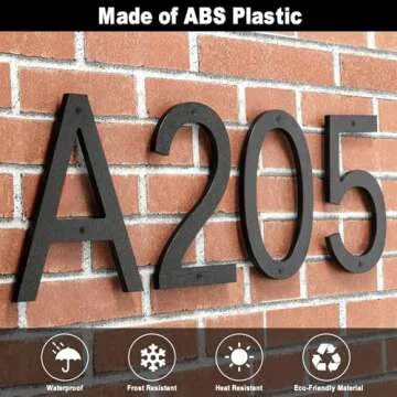 IVERRA 10 Inch Black House Numbers for Outside, Large Floating Home Address Numbers, Modern Exterior Plastic House Numbers for Door Wall Street Garage Gate