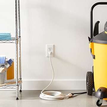 Amazon Basics Power Extension Cord, 20 Feet, 13 Amps, 125V, White