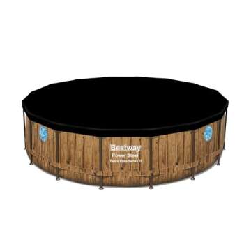 Bestway Power Steel Swim Vista Series II 16' x 48" Round Above Ground Outdoor Swimming Pool Set with Built-in Windows, Filter Pump, Ladder, and Cover