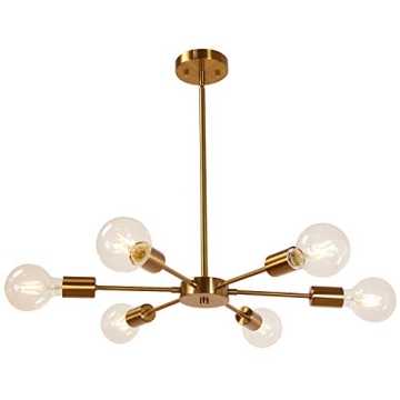 MELUCEE Modern 6 Light Brass Chandelier for Home