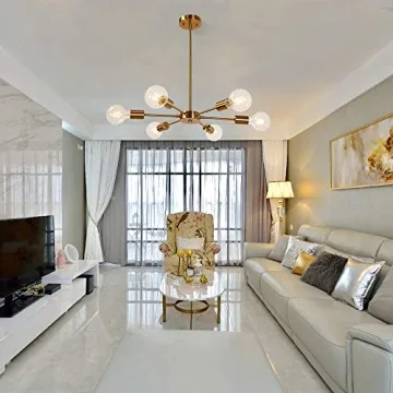 MELUCEE Modern 6 Light Brass Chandelier for Home