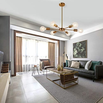 MELUCEE Modern 6 Light Brass Chandelier for Home