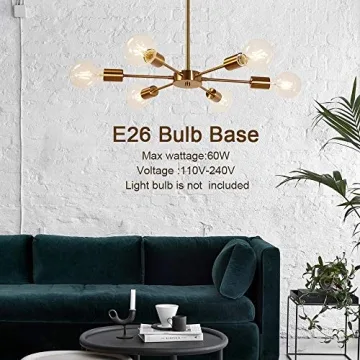 MELUCEE Modern 6 Light Brass Chandelier for Home