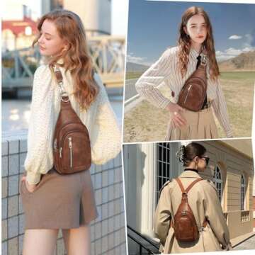 Crossbody Bags for Women Trendy Men Sling Bag Chest Backpack Purse with Detachable Guitar Strap and ...